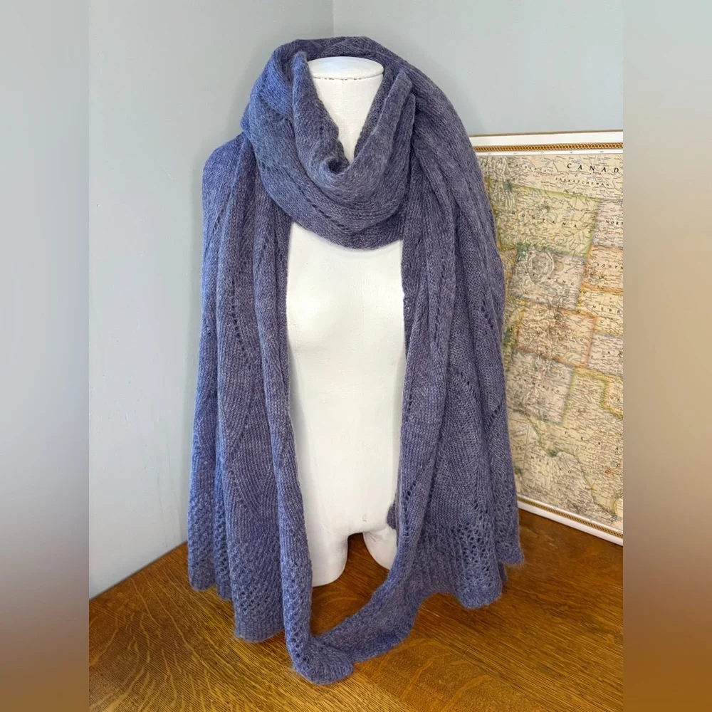 Nardi & Tagliaferri Luxury Mohair Wool Blend Scarf 28”x 84” Shawl Wrap - Picture 9 of 16
